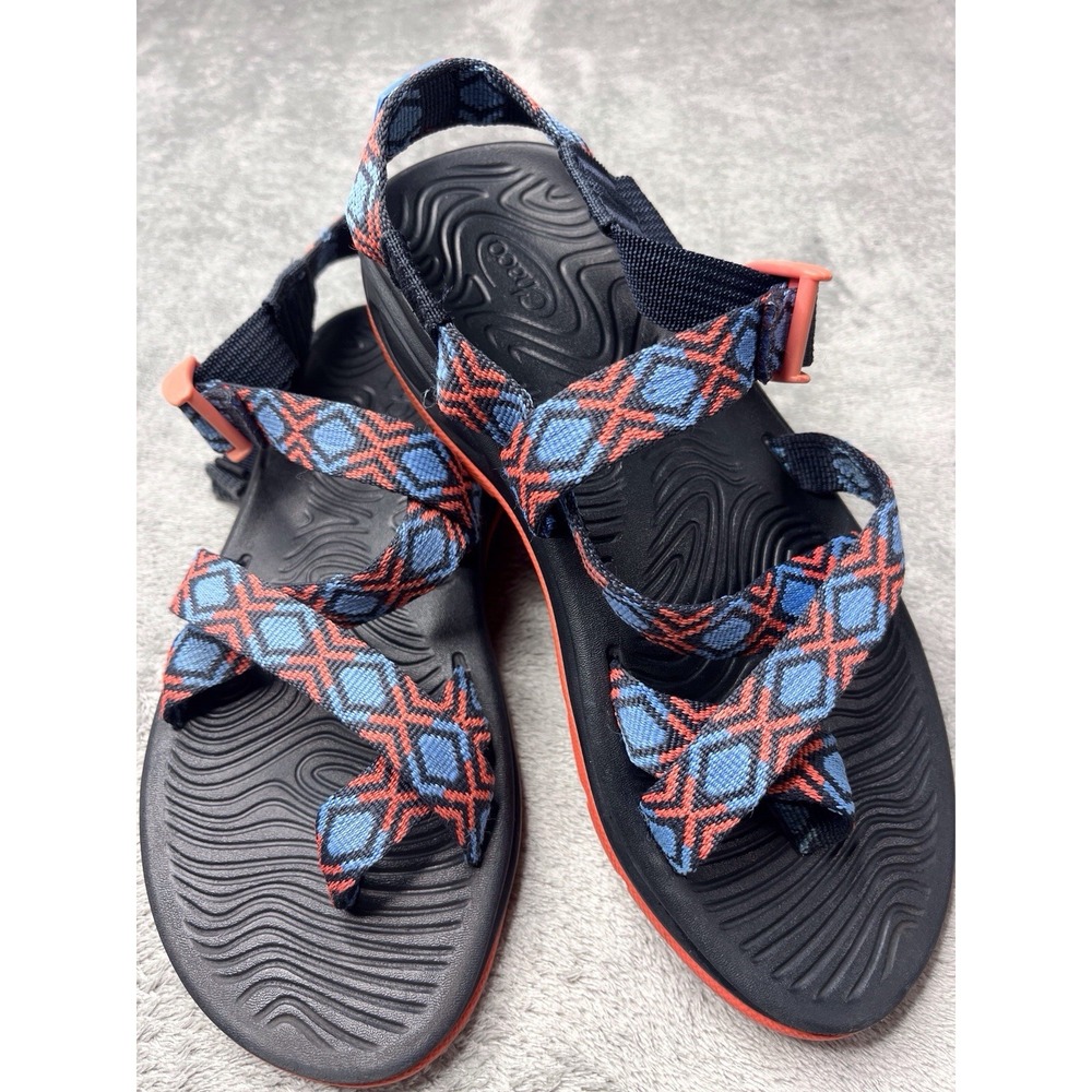 Chaco Z Cloud 2 Womens 7 Sandals Blue Coral Geometric Strappy Toe Loop Hiking